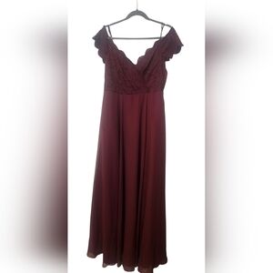 Elegant Burgundy Evening Gown